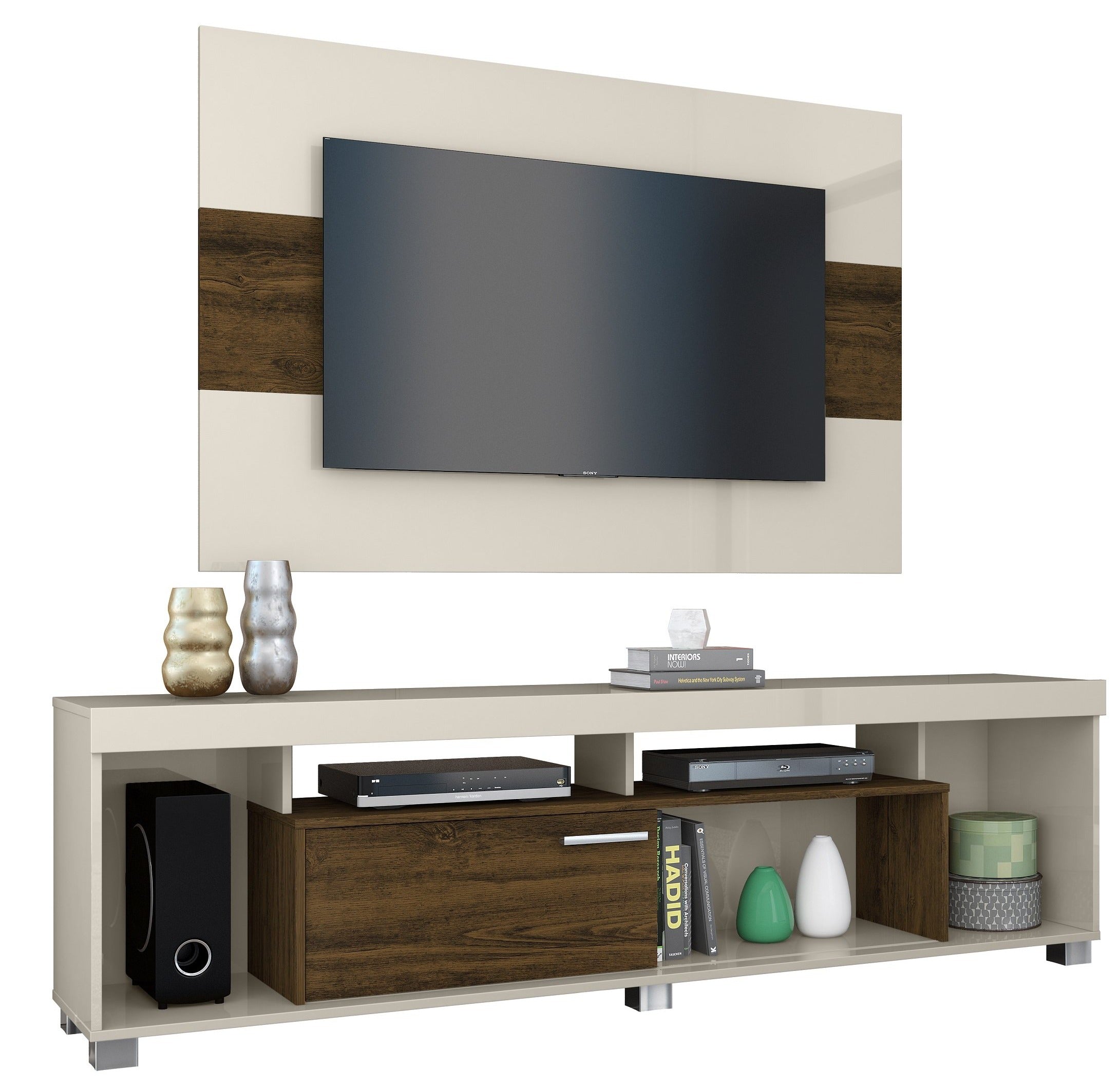 Mueble flotante para TV tipo centro de entrenimiento con panel colgante Tomaz 65"