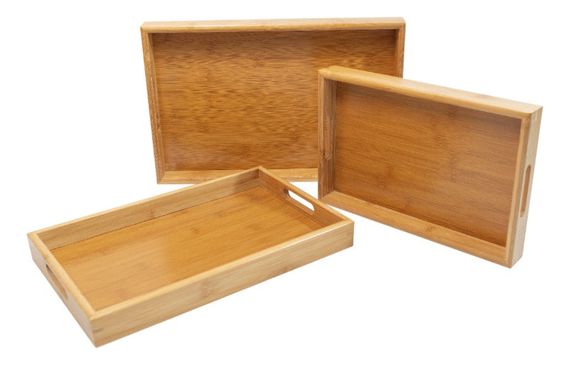 Ecowood  Set De 3 Charolas De Bambú de Distintos Tamaños